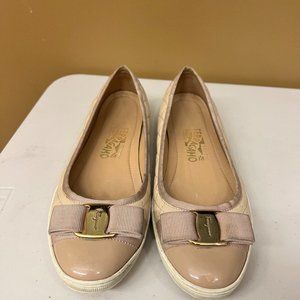 Salvatore Ferragamo Quilted Leather Nude Flats Size US 7.5 (EU 38)